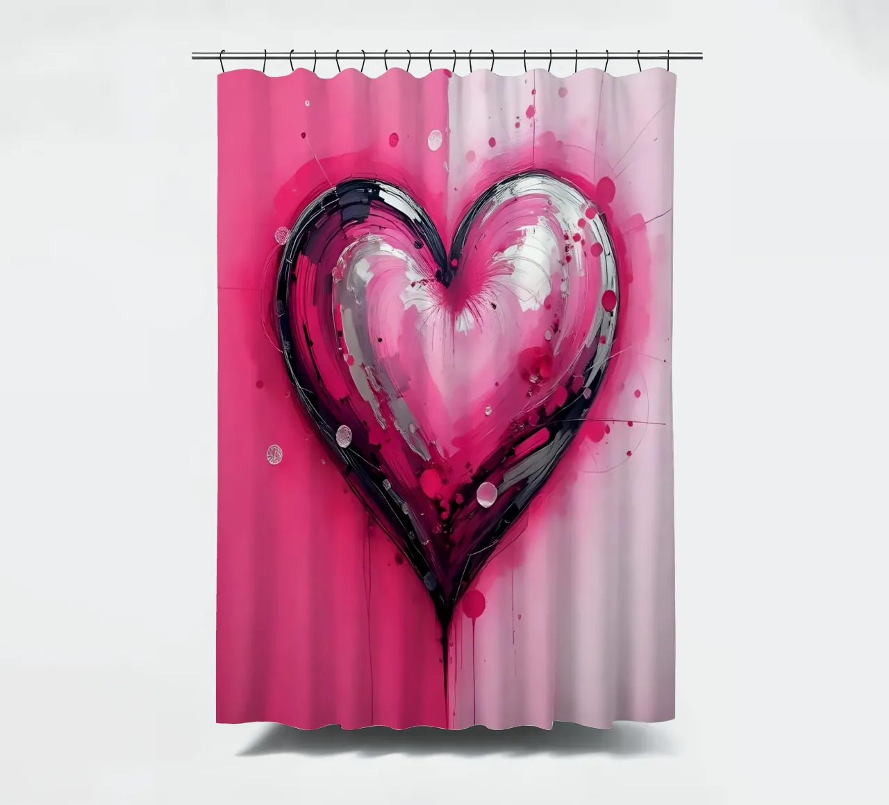 cuore_rosa_argento_3 tenda da doccia da Pink- und LoveArt by LK