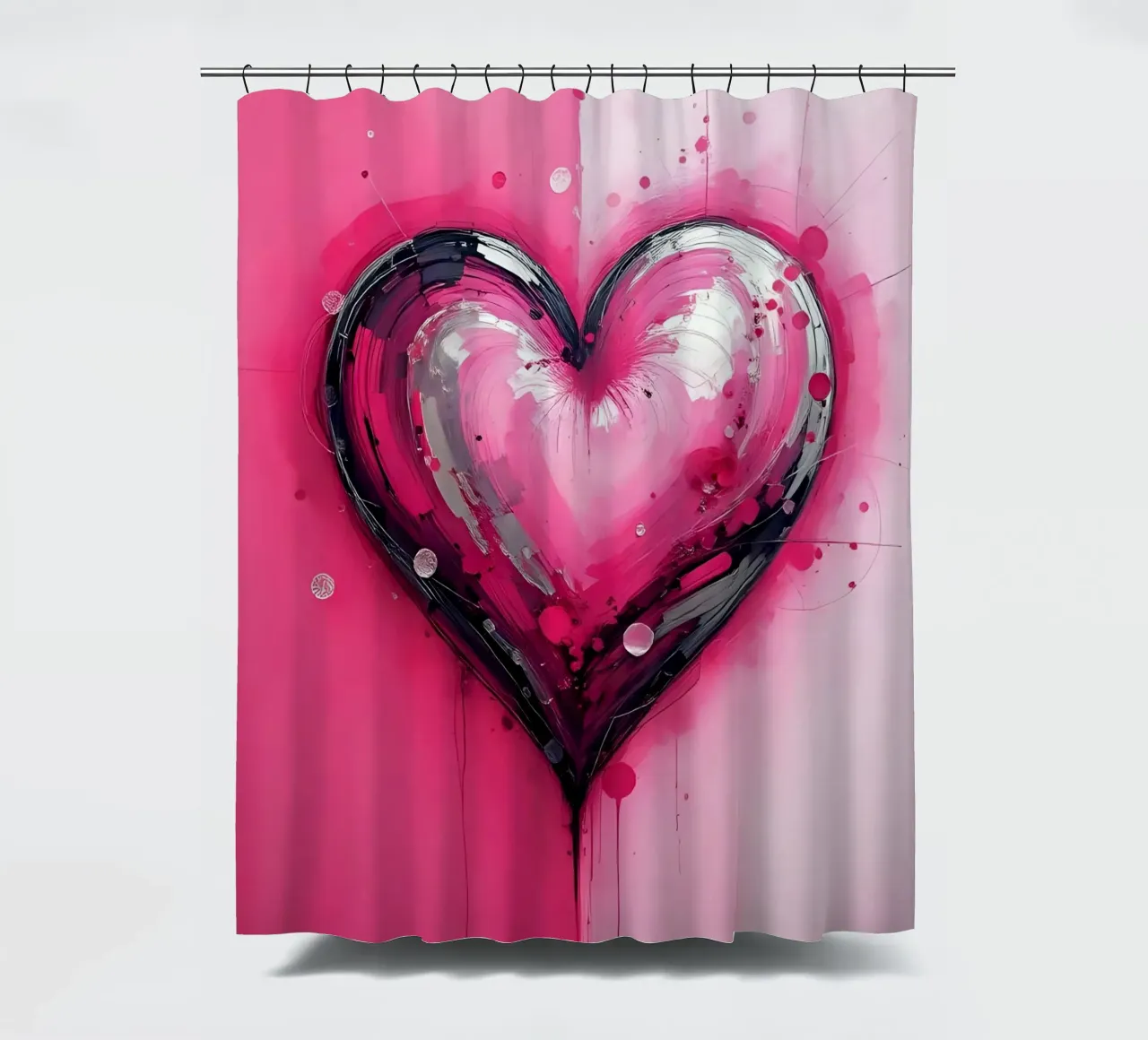cuore_rosa_argento_3 tenda da doccia da Pink- und LoveArt by LK