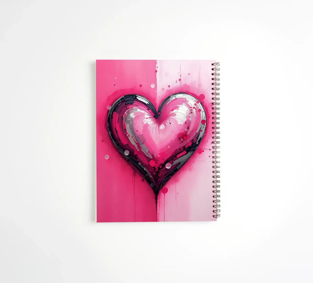 cuore_rosa_argento_3 diario ad anelli da Pink- und LoveArt by LK