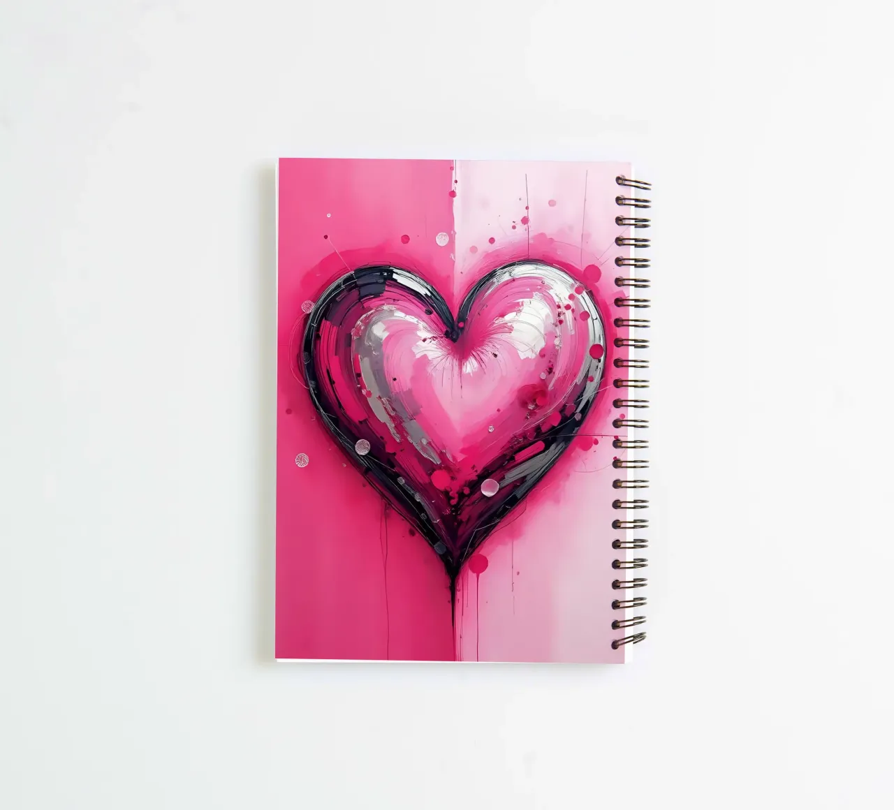 cuore_rosa_argento_3 diario ad anelli da Pink- und LoveArt by LK