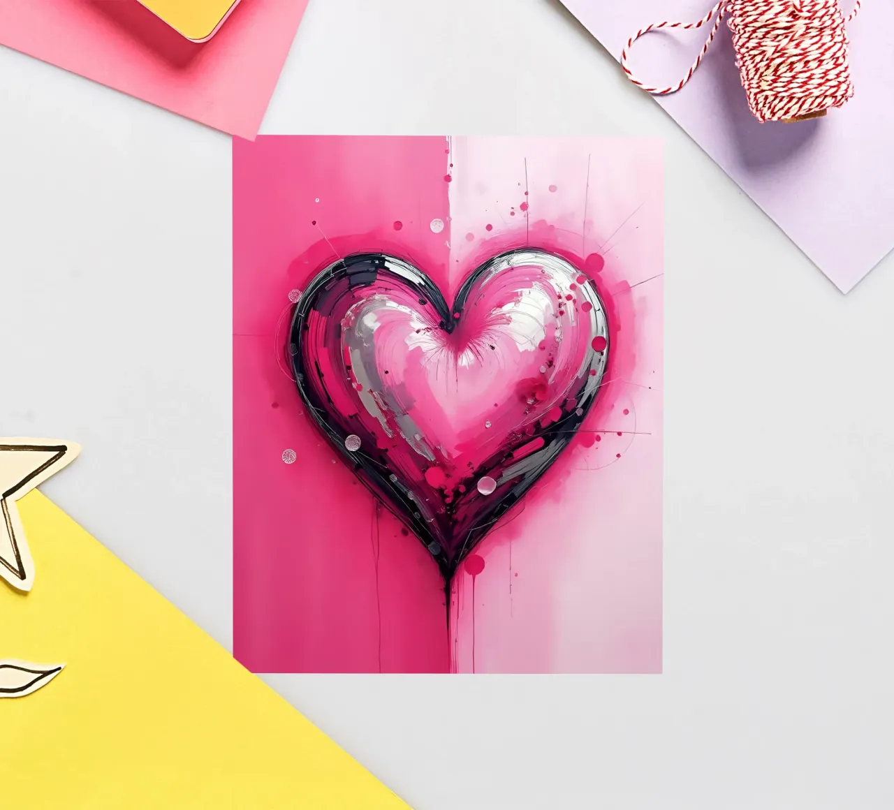 cuore_rosa_argento_3 adesivo da Pink- und LoveArt by LK