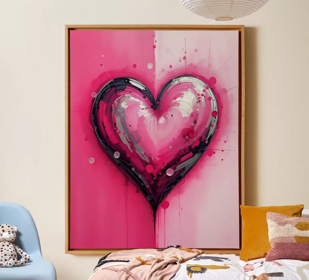 cuore_rosa_argento_3 tela da Pink- und LoveArt by LK