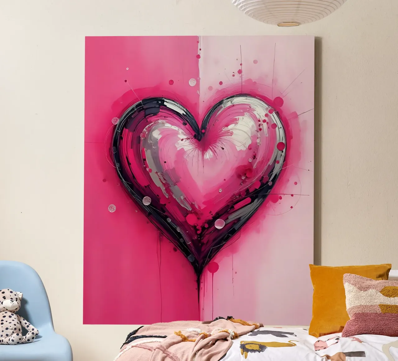 cuore_rosa_argento_3 tela da Pink- und LoveArt by LK