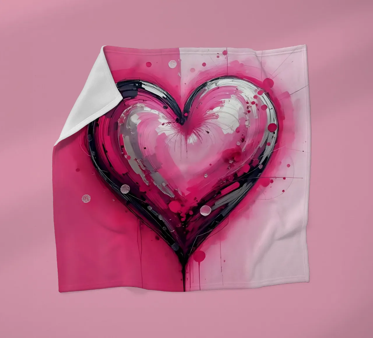 cuore_rosa_argento_3 coperta in pile da Pink- und LoveArt by LK
