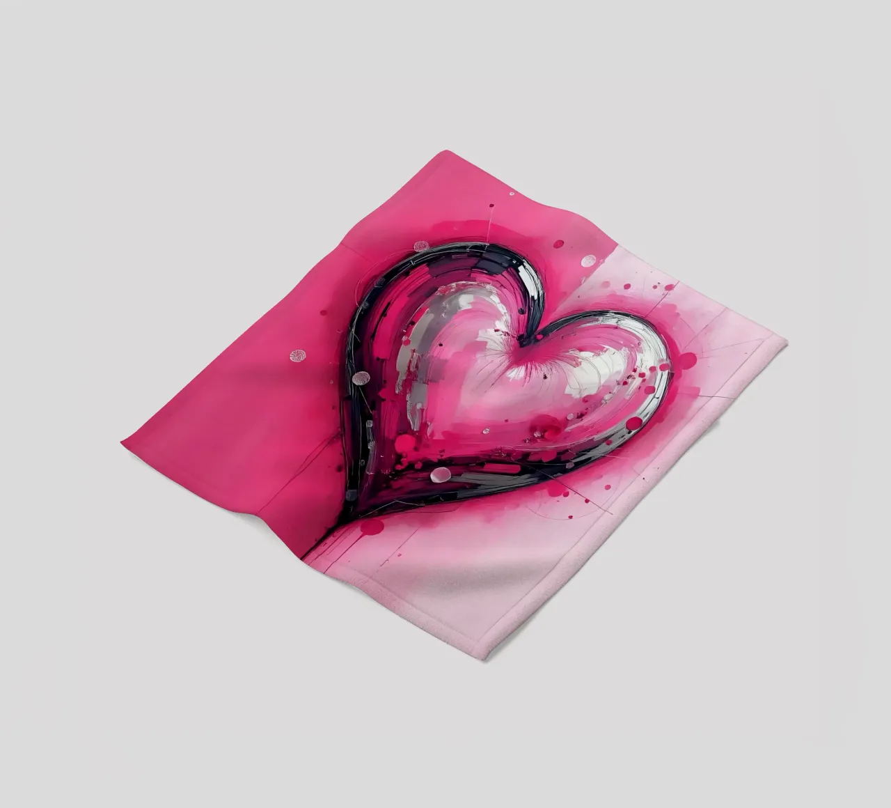 cuore_rosa_argento_3 coperta in pile da Pink- und LoveArt by LK