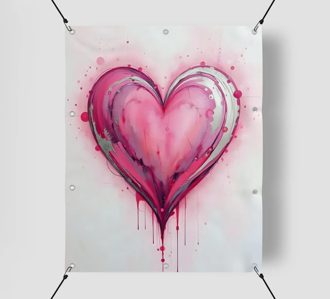 cuore_rosa_argento_4 telo in pvc da Pink- und LoveArt by LK