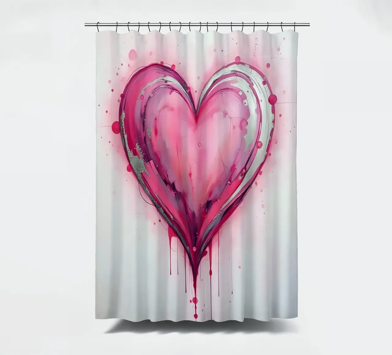cuore_rosa_argento_4 tenda da doccia da Pink- und LoveArt by LK