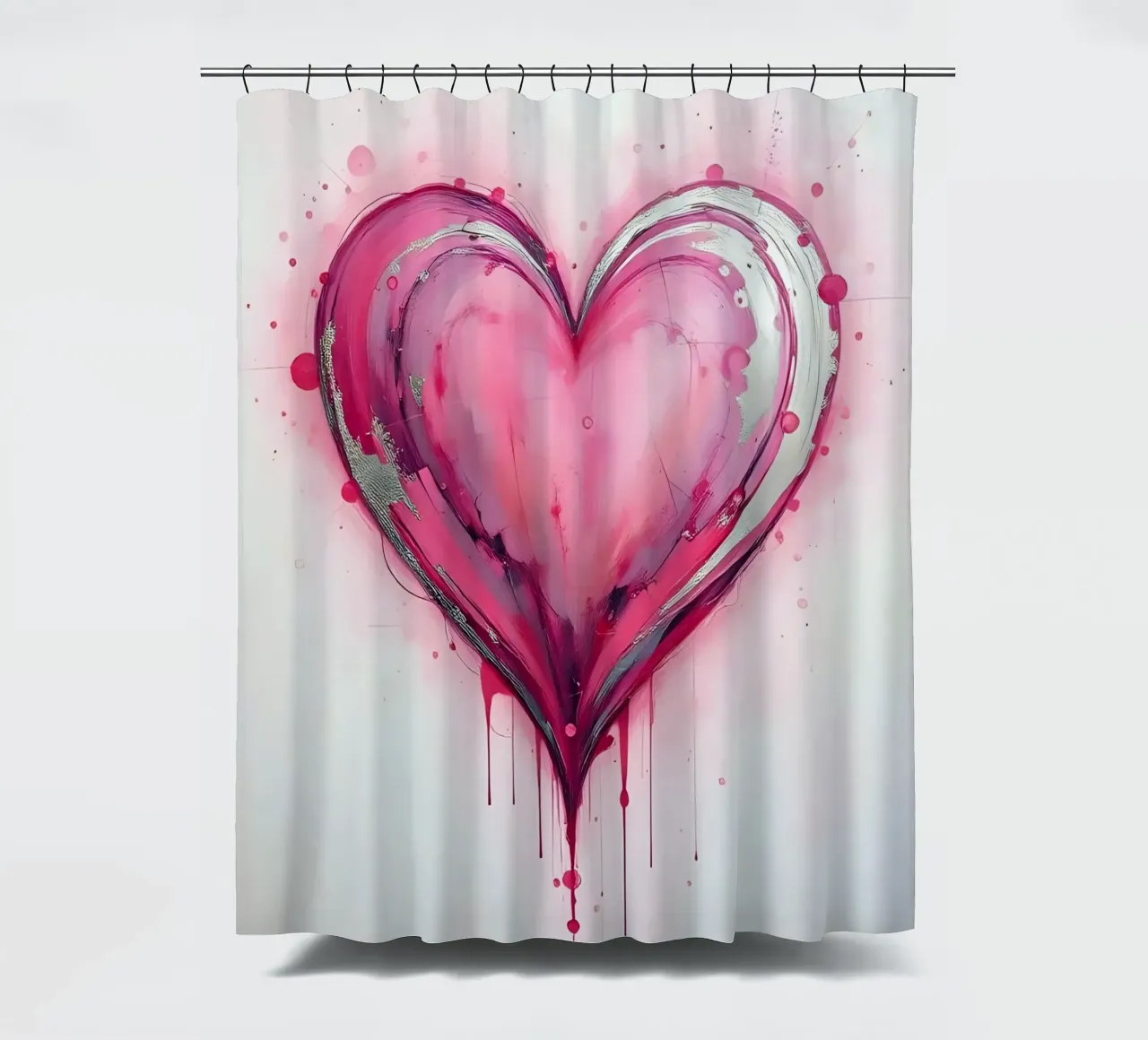 cuore_rosa_argento_4 tenda da doccia da Pink- und LoveArt by LK