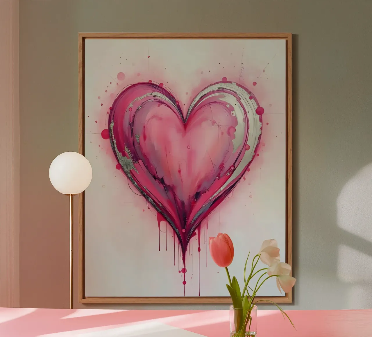 cuore_rosa_argento_4 alluminio dibond da Pink- und LoveArt by LK