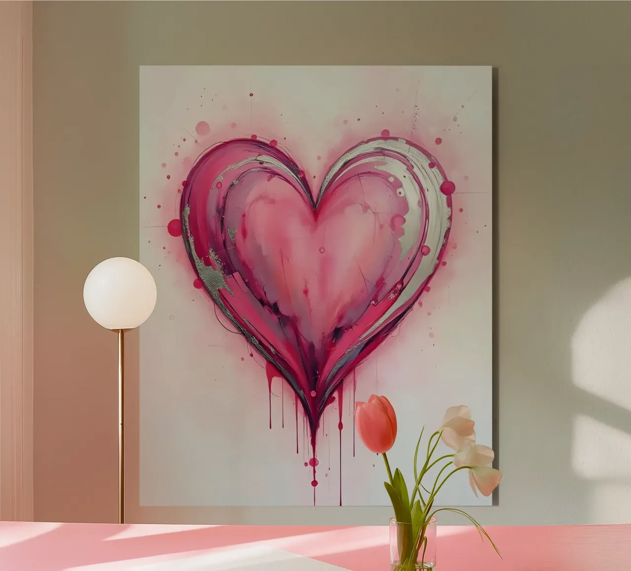 cuore_rosa_argento_4 alluminio dibond da Pink- und LoveArt by LK