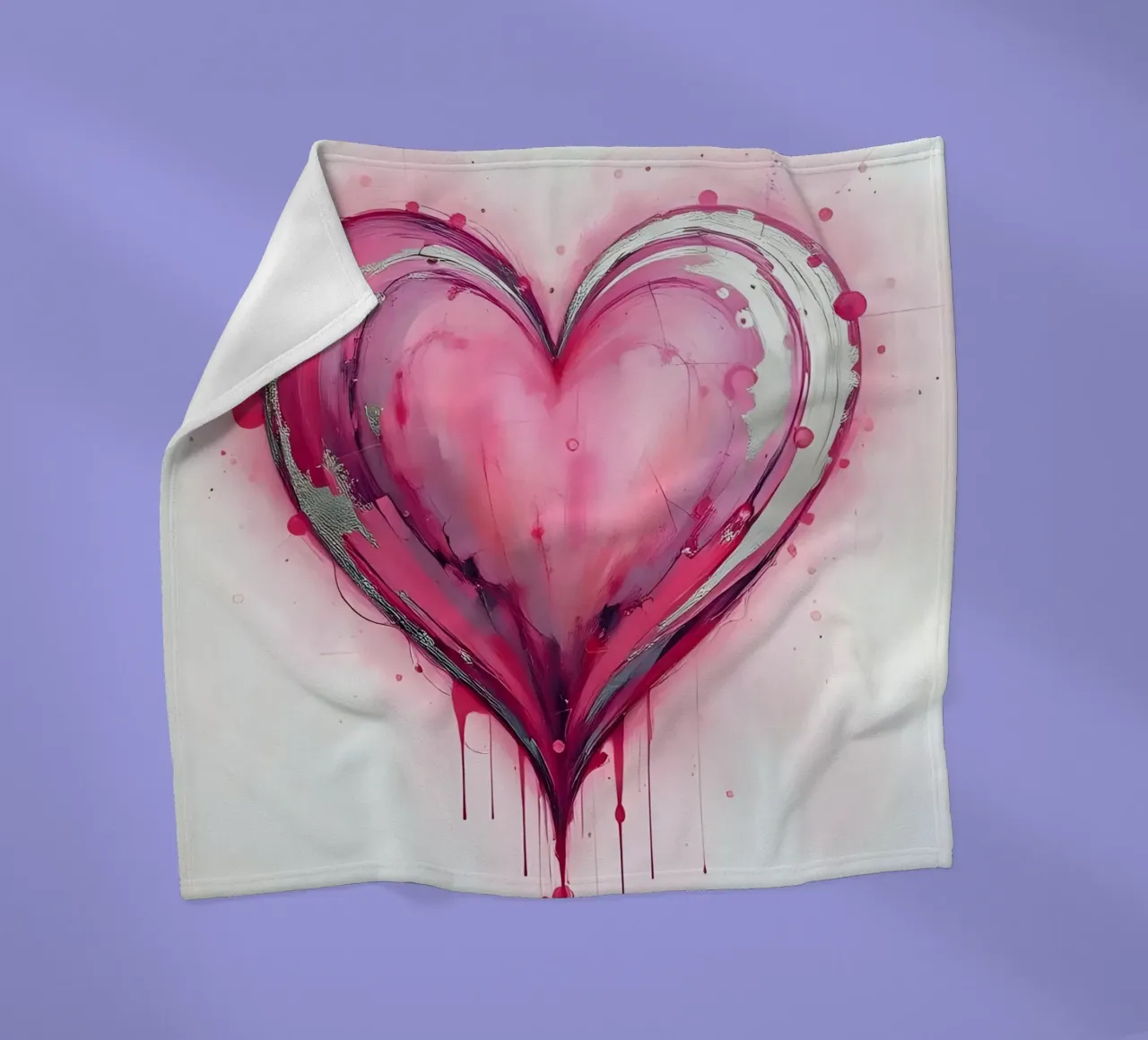 cuore_rosa_argento_4 coperta in pile da Pink- und LoveArt by LK