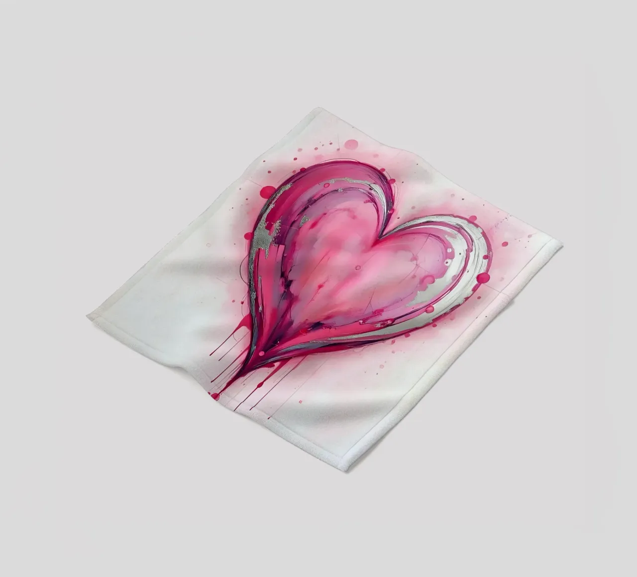 cuore_rosa_argento_4 coperta in pile da Pink- und LoveArt by LK