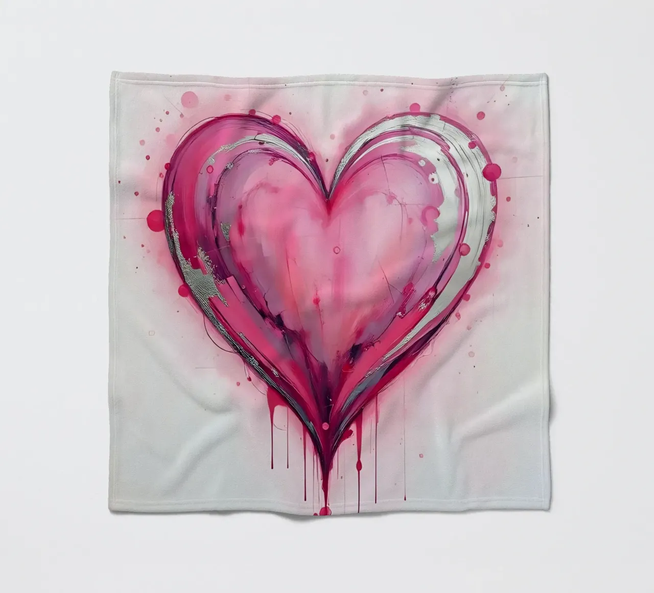 cuore_rosa_argento_4 coperta in pile da Pink- und LoveArt by LK