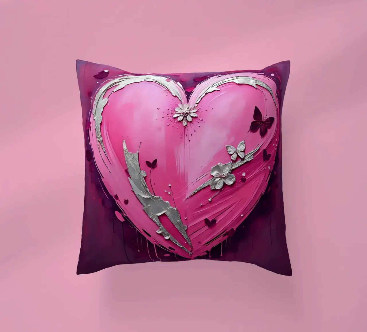 cuore_rosa_argento_5 cuscino da Pink- und LoveArt by LK