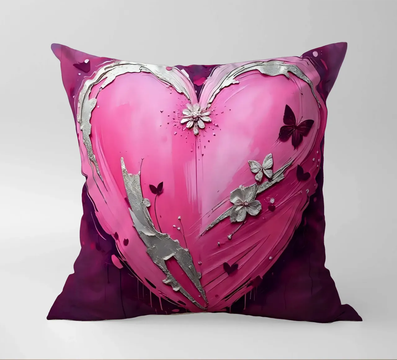 cuore_rosa_argento_5 cuscino da Pink- und LoveArt by LK
