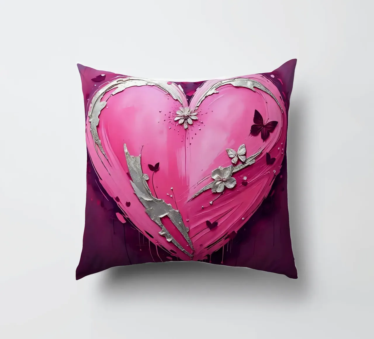 cuore_rosa_argento_5 cuscino da Pink- und LoveArt by LK