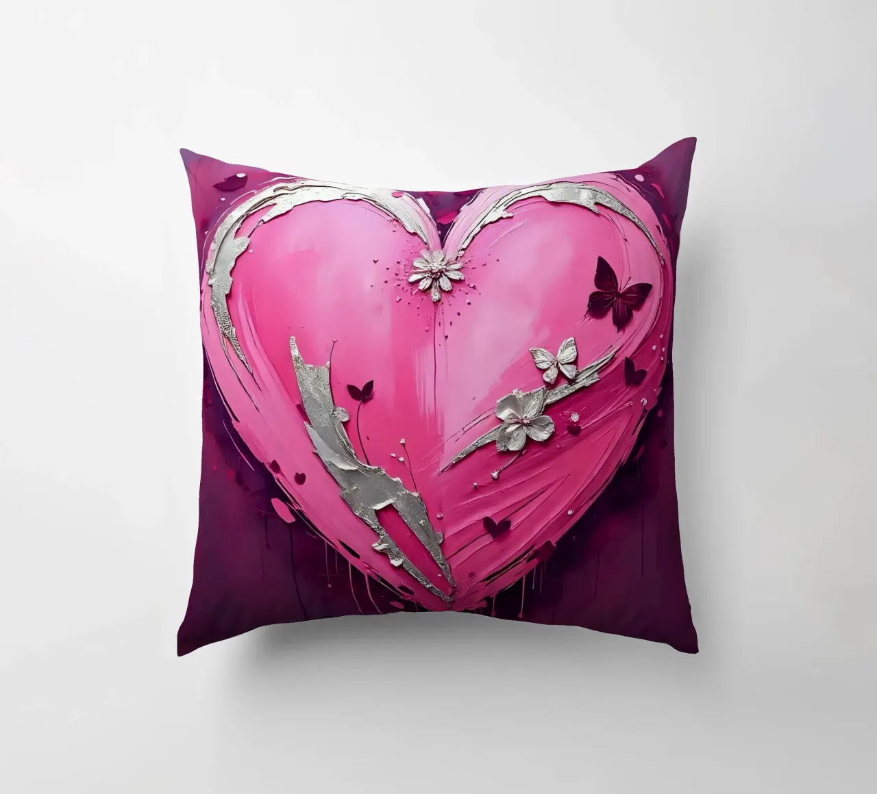 cuore_rosa_argento_5 cuscino da Pink- und LoveArt by LK