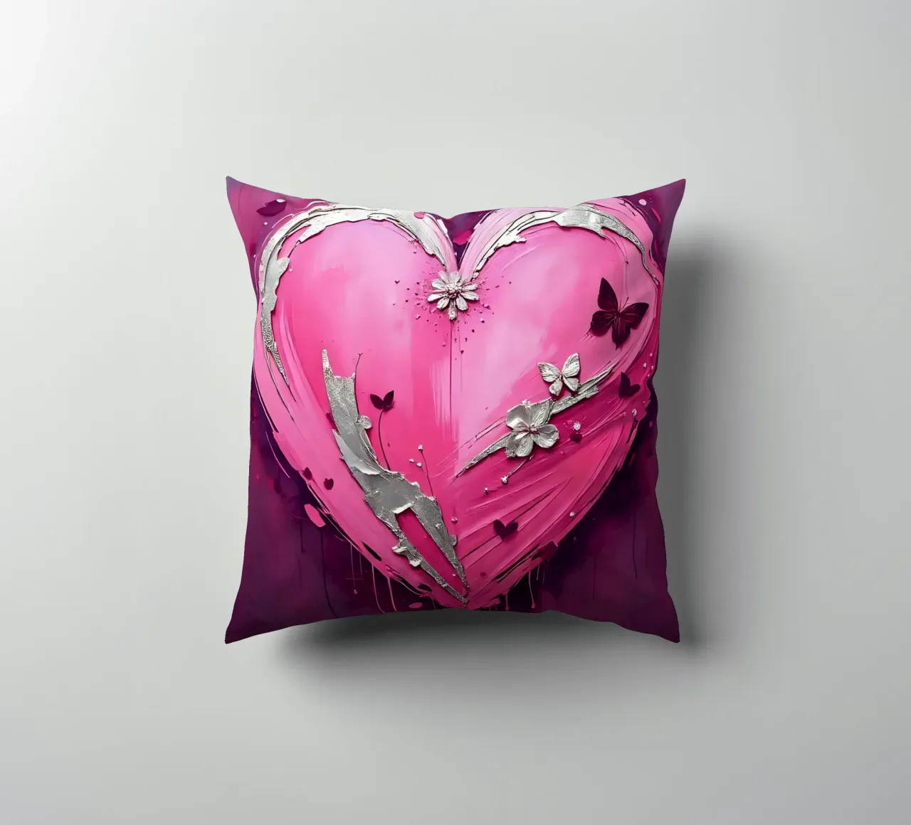 cuore_rosa_argento_5 cuscino da Pink- und LoveArt by LK