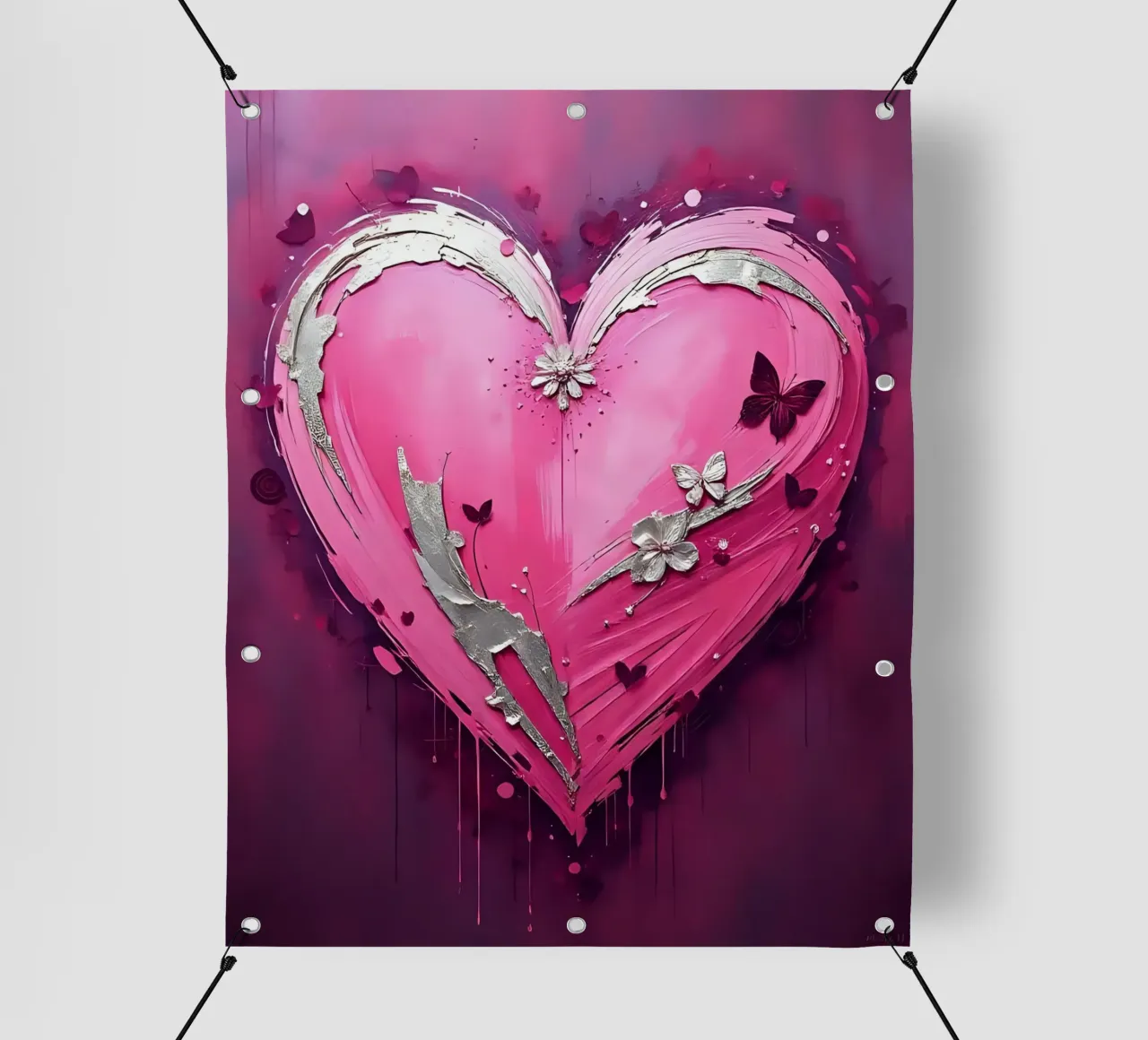 cuore_rosa_argento_5 telo in pvc da Pink- und LoveArt by LK