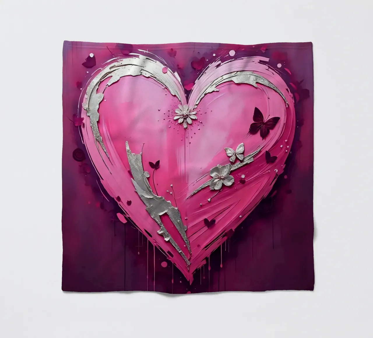 cuore_rosa_argento_5 coperta in pile da Pink- und LoveArt by LK