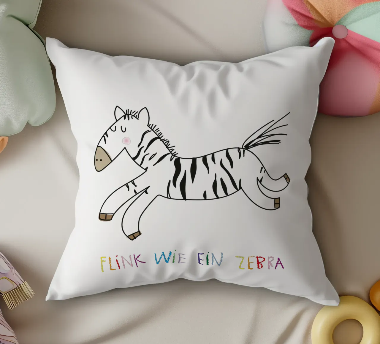 Flink wie ein Zebra cuscino da Brushmeetspaper