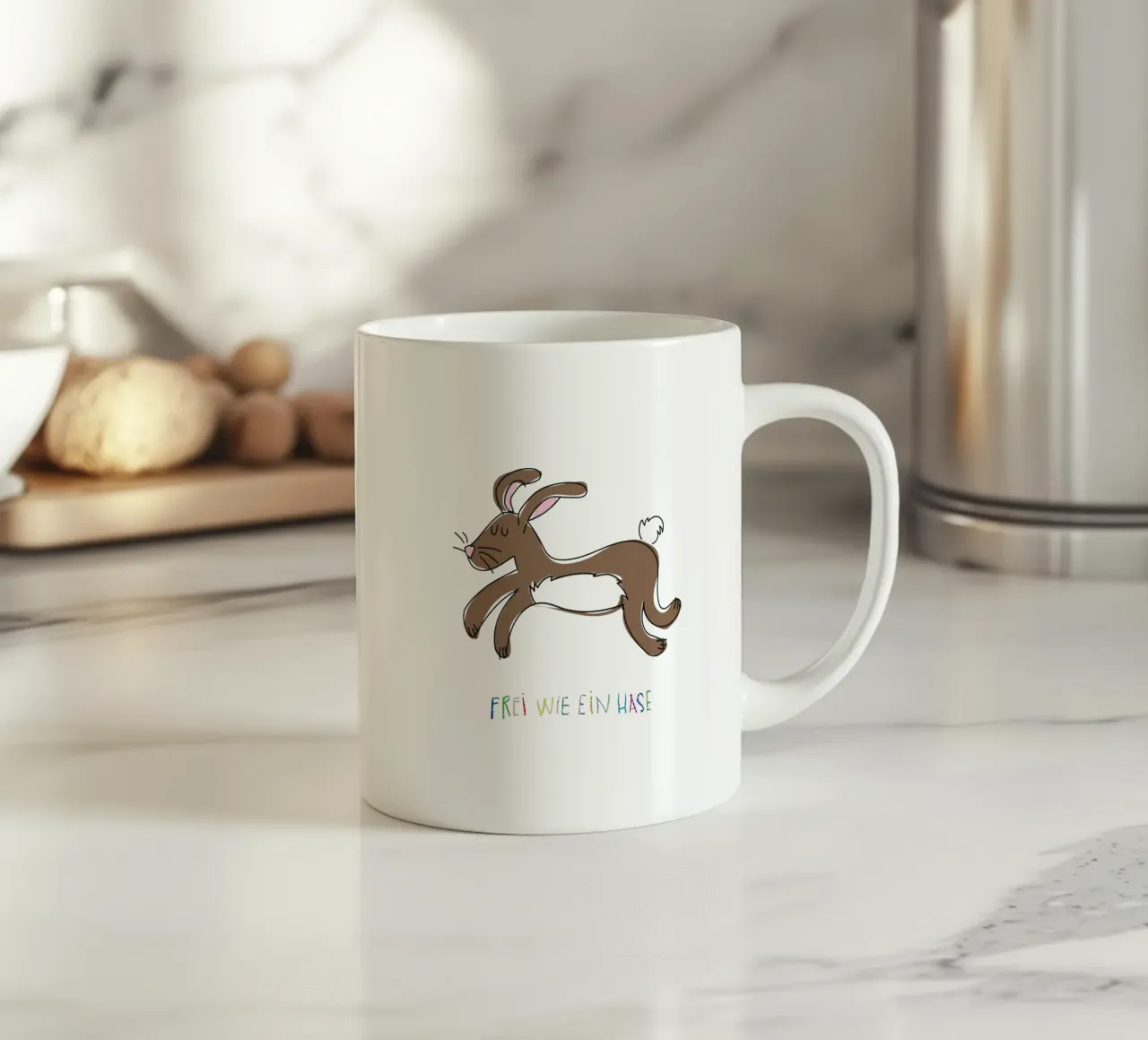 Frei wie ein Hase tazza in ceramica da Brushmeetspaper
