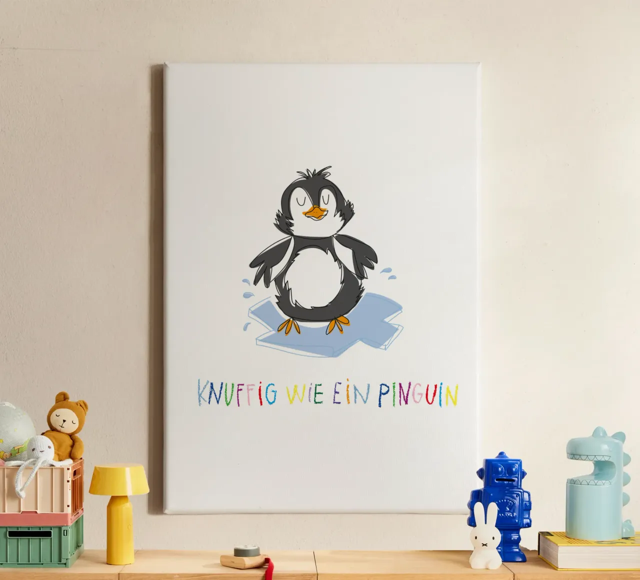 Knuffig wie ein Pinguin canvas by Brushmeetspaper