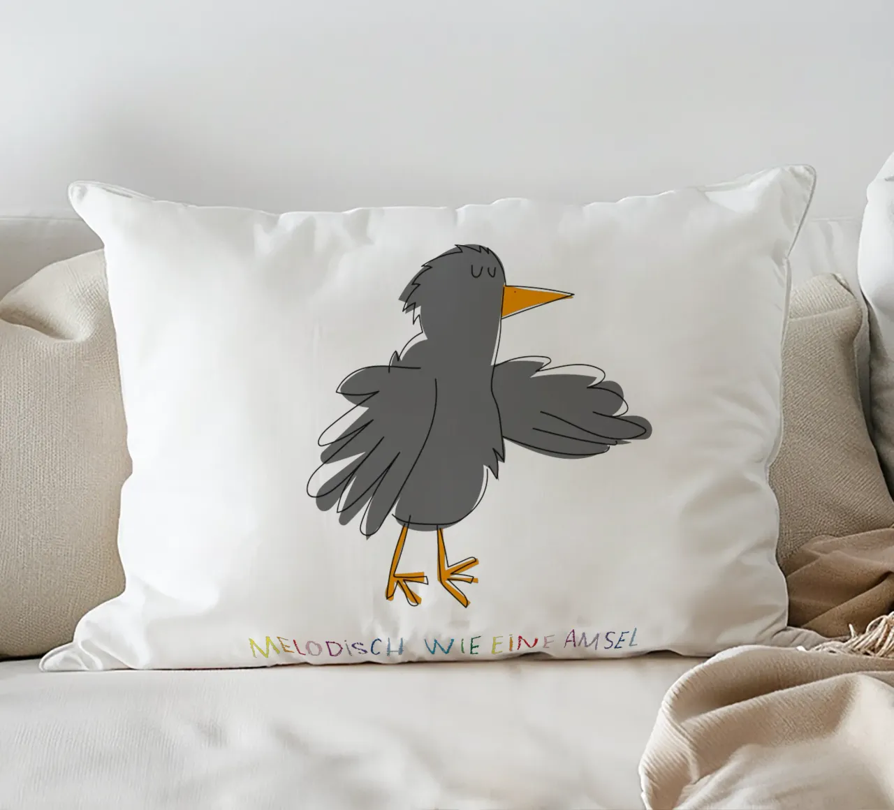 Melodisch wie eine Amsel cuscino da Brushmeetspaper