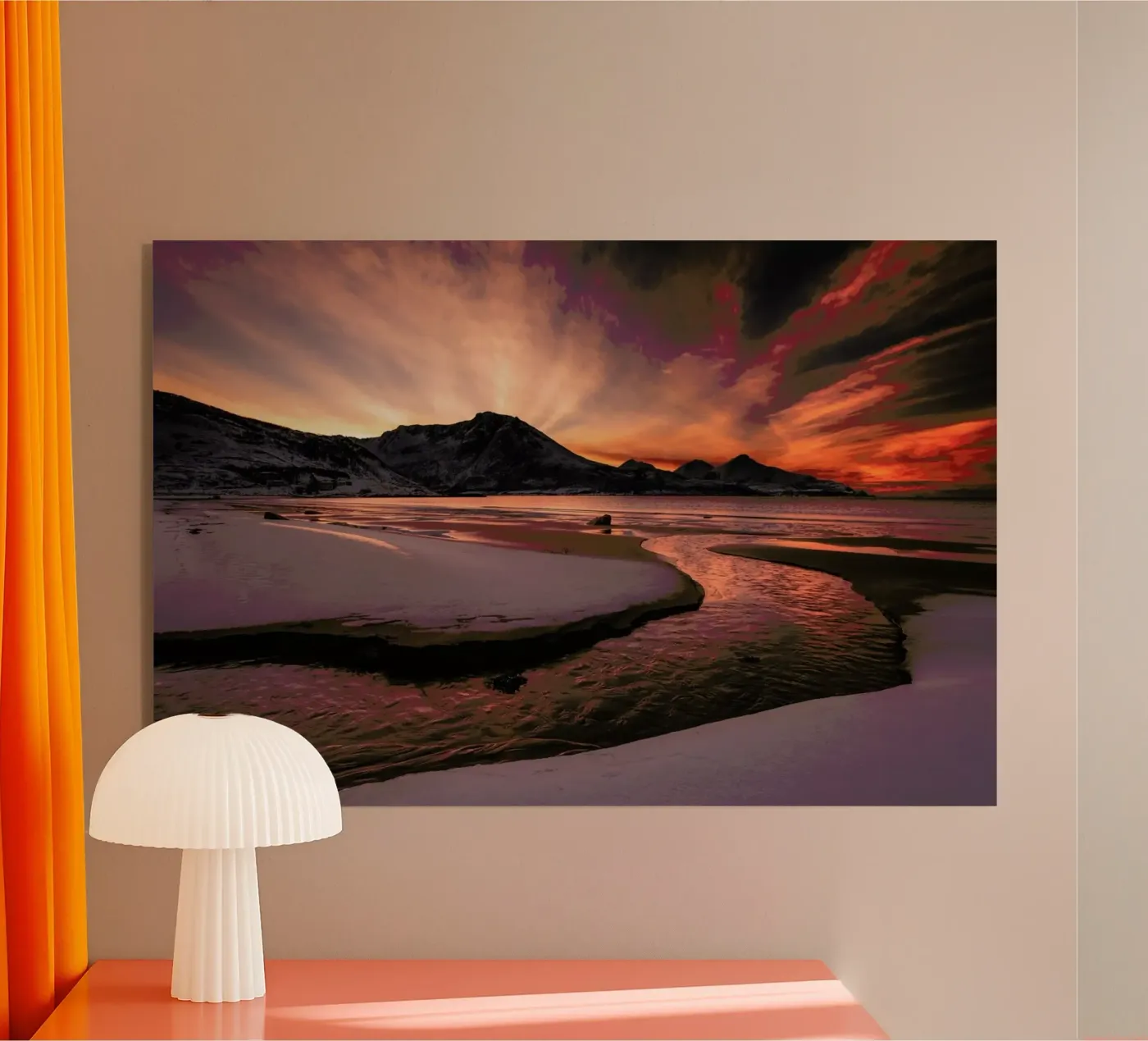 Golden Sunset acryl van Pictufy