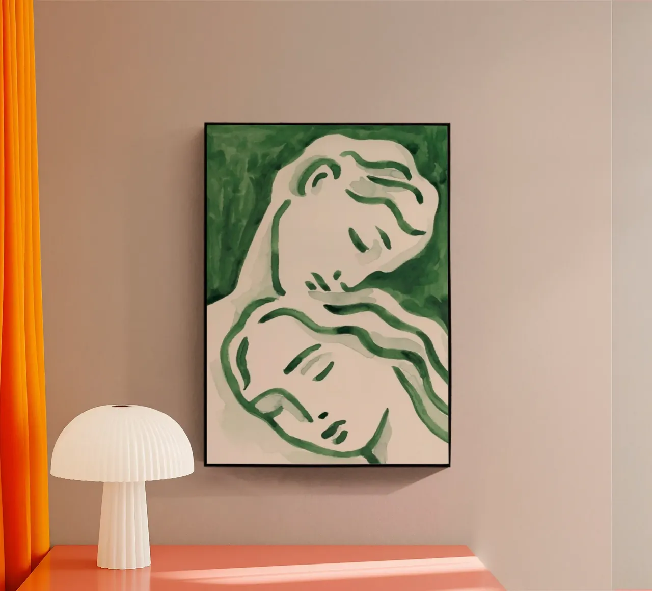 Groene Muurkunst, Smaragd Poster, Abstracte Moderne Muurkunst acryl van Boheme