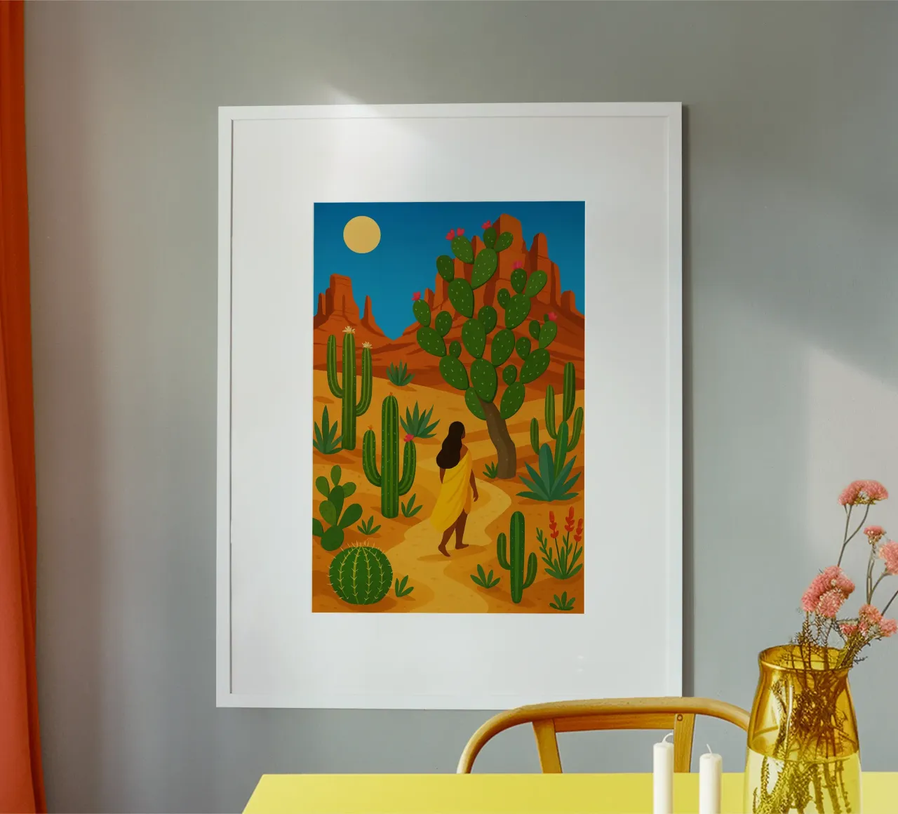 Passeggiata nel deserto poster con telaio in legno da Aquarevo