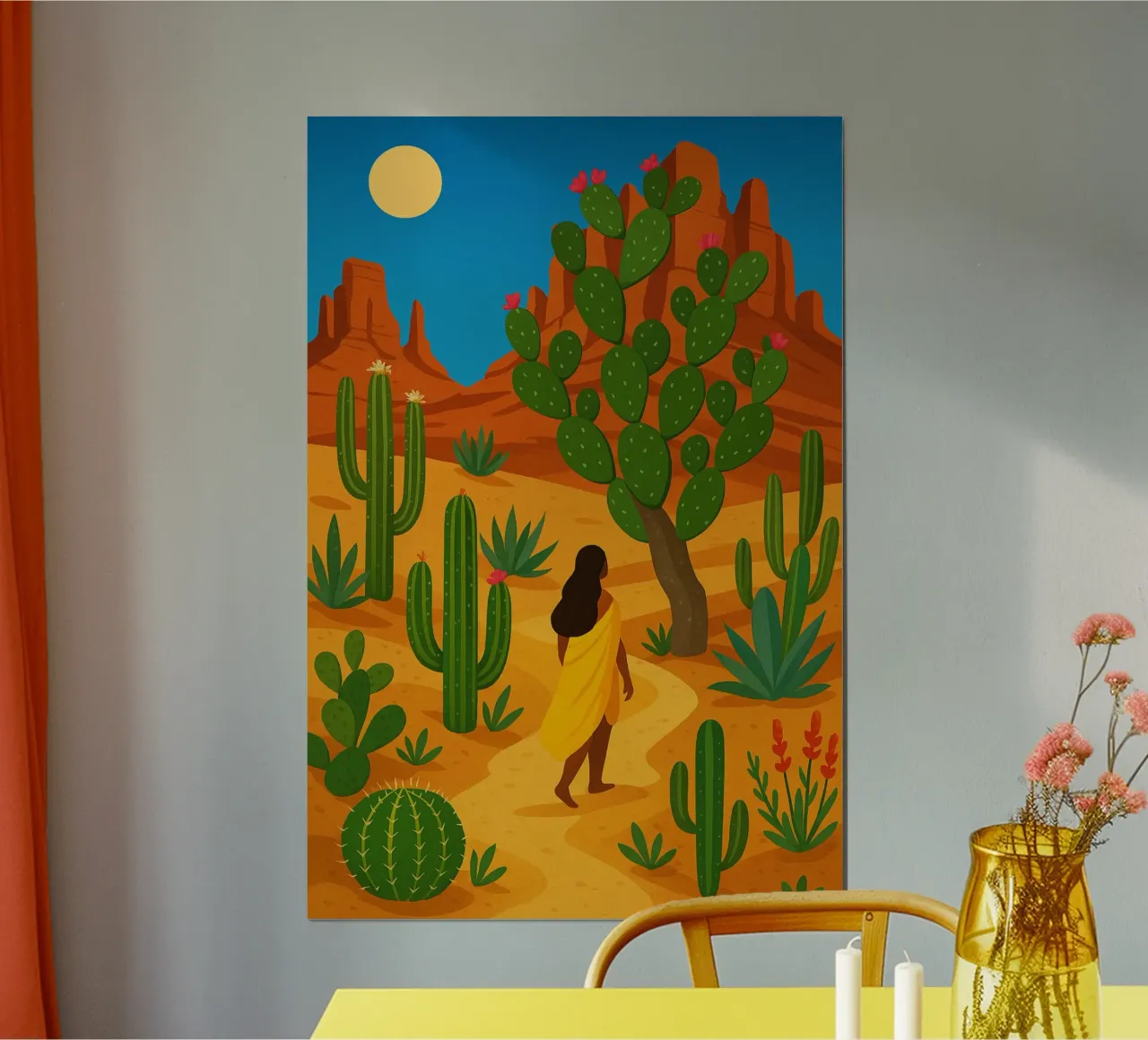 Passeggiata nel deserto poster con telaio in legno da Aquarevo