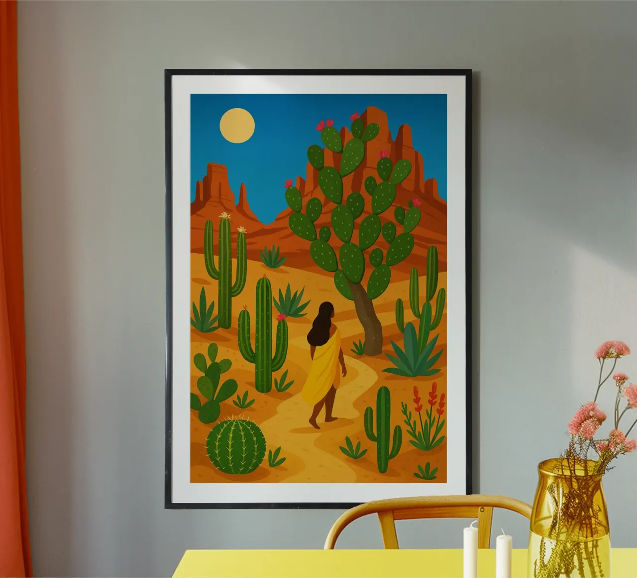 Passeggiata nel deserto poster con telaio in legno da Aquarevo