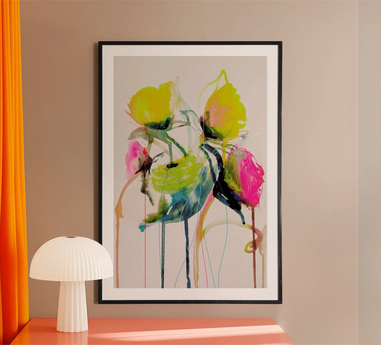 Bloom Series Bright 0919 Poster mit Holzrahmen von Leigh Viner