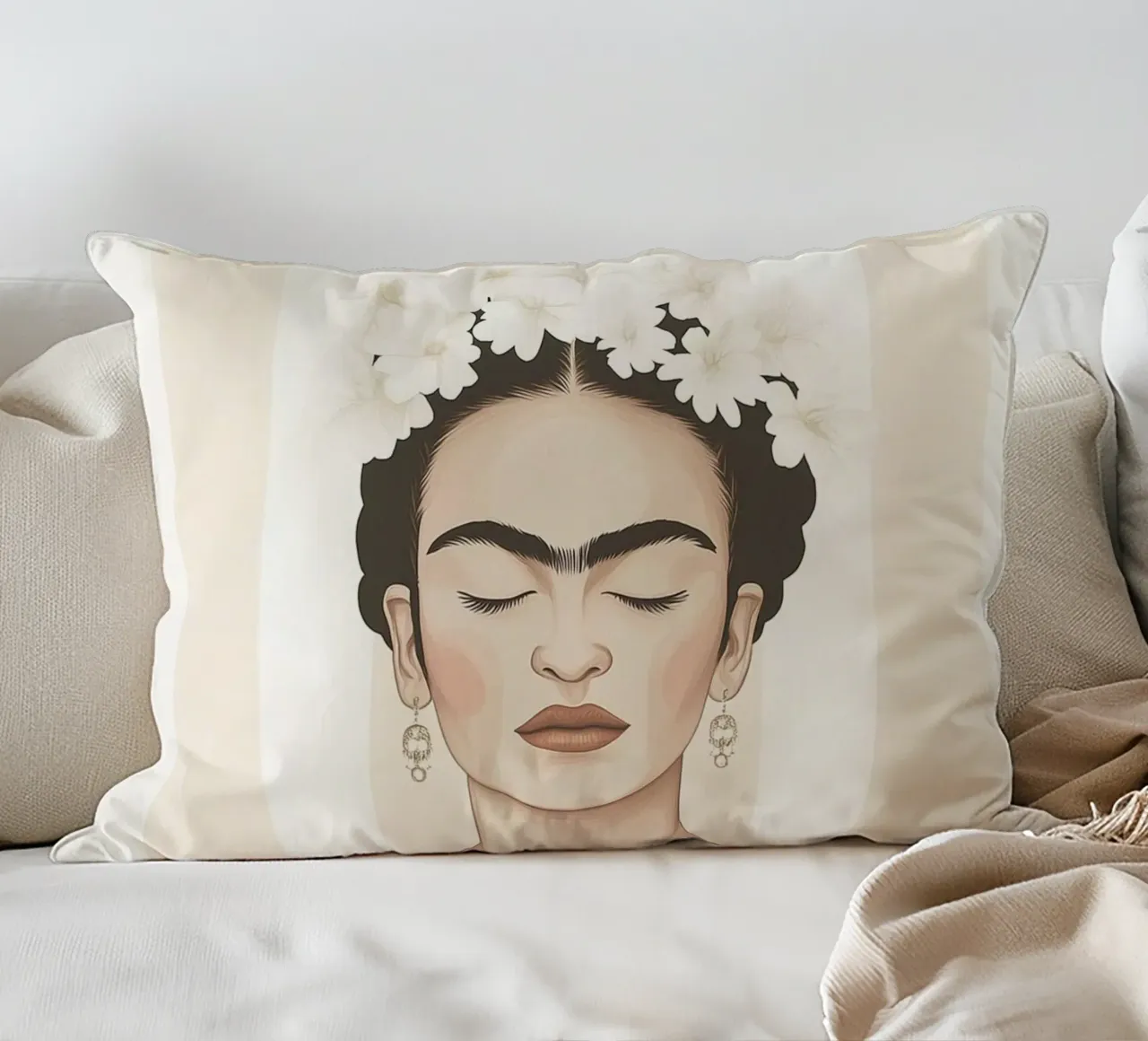 Arte a strisce con Frida cuscino da Carinaprint