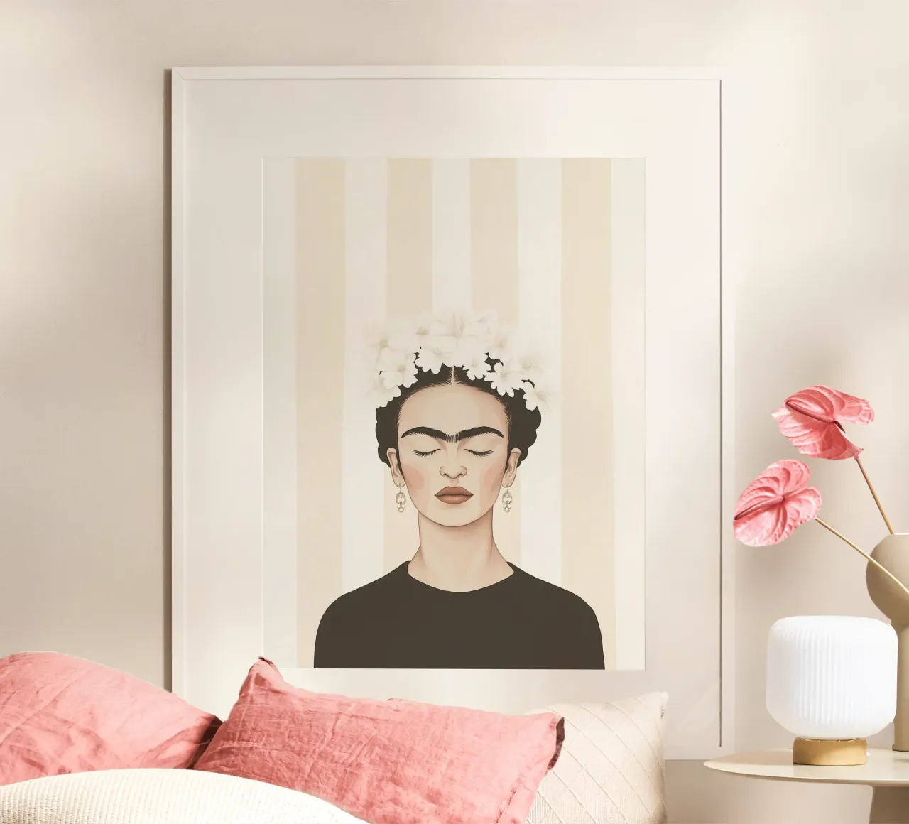 Stripe art with Frida poster by Carinaprint