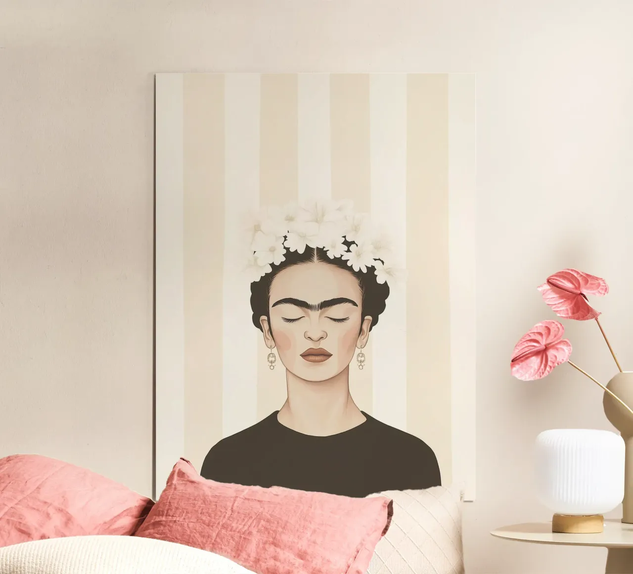 Stripe art with Frida poster by Carinaprint