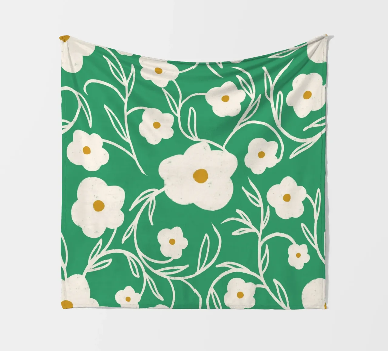 Emerald Daisy Delight - Floreale astratto coperta in pile da susanacosta