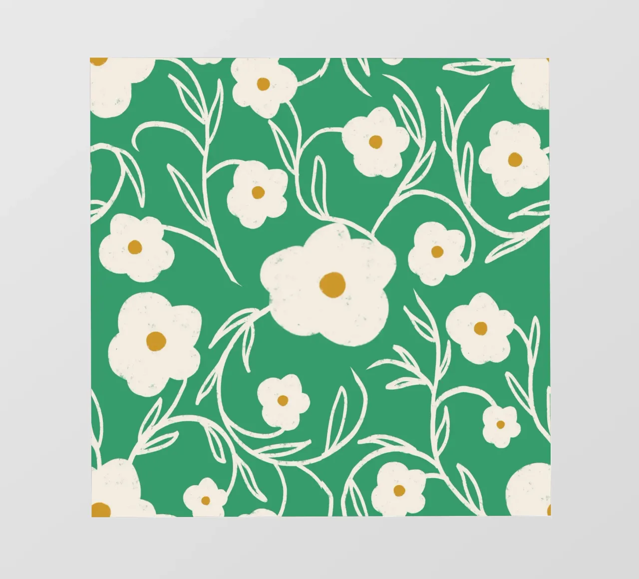 Emerald Daisy Delight - Abstract Bloemen fotobehang van susanacosta