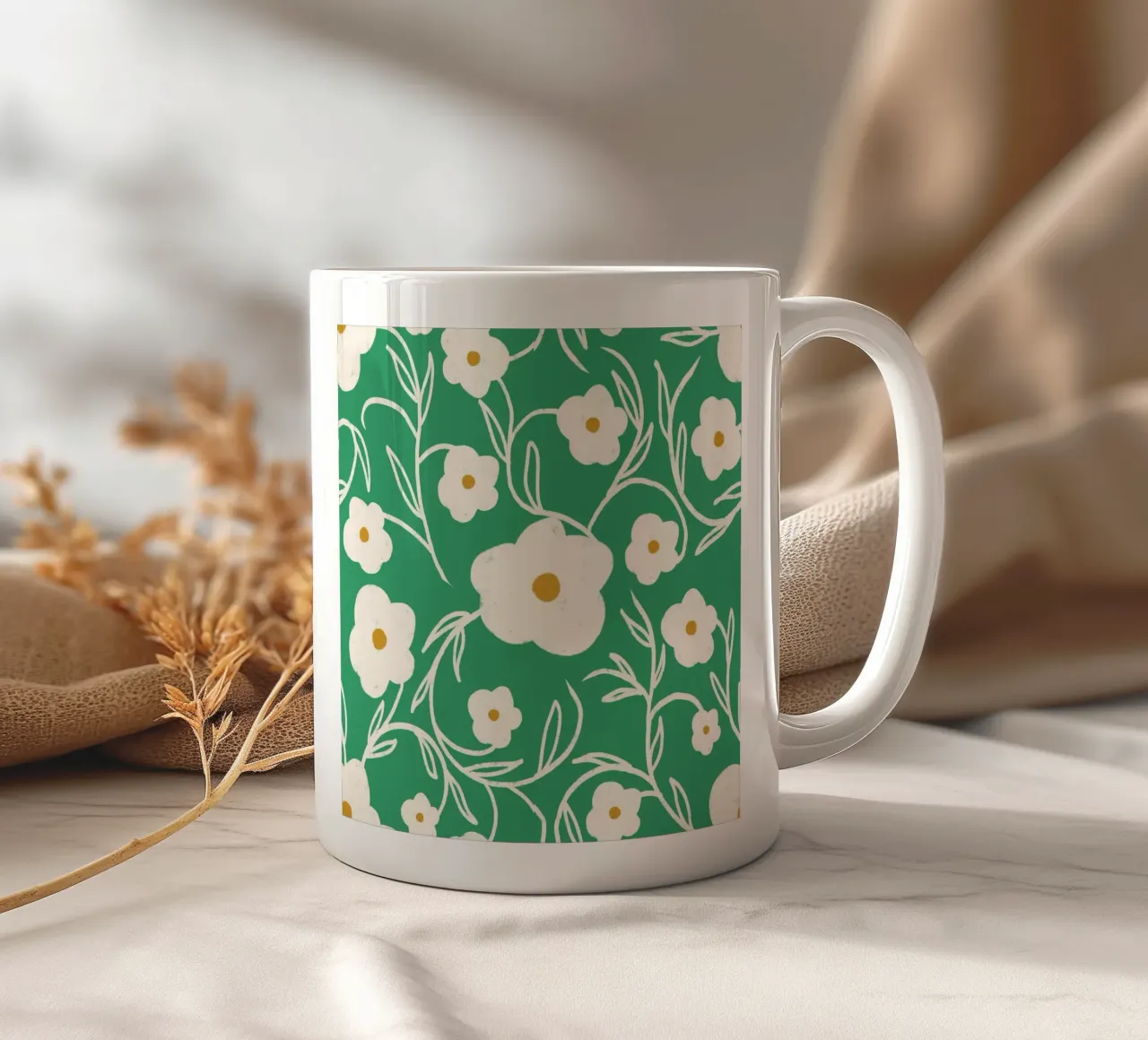 Emerald Daisy Delight - Floreale astratto tazza in ceramica da susanacosta