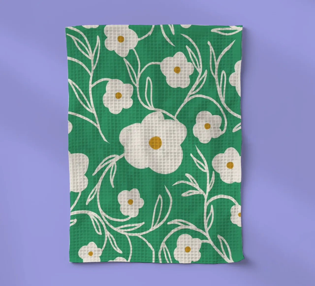 Emerald Daisy Delight - Floral abstrait torchon de susanacosta