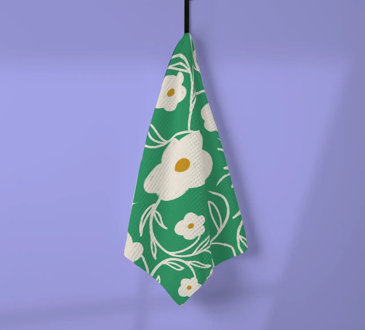 Emerald Daisy Delight - Floral abstrait torchon de susanacosta