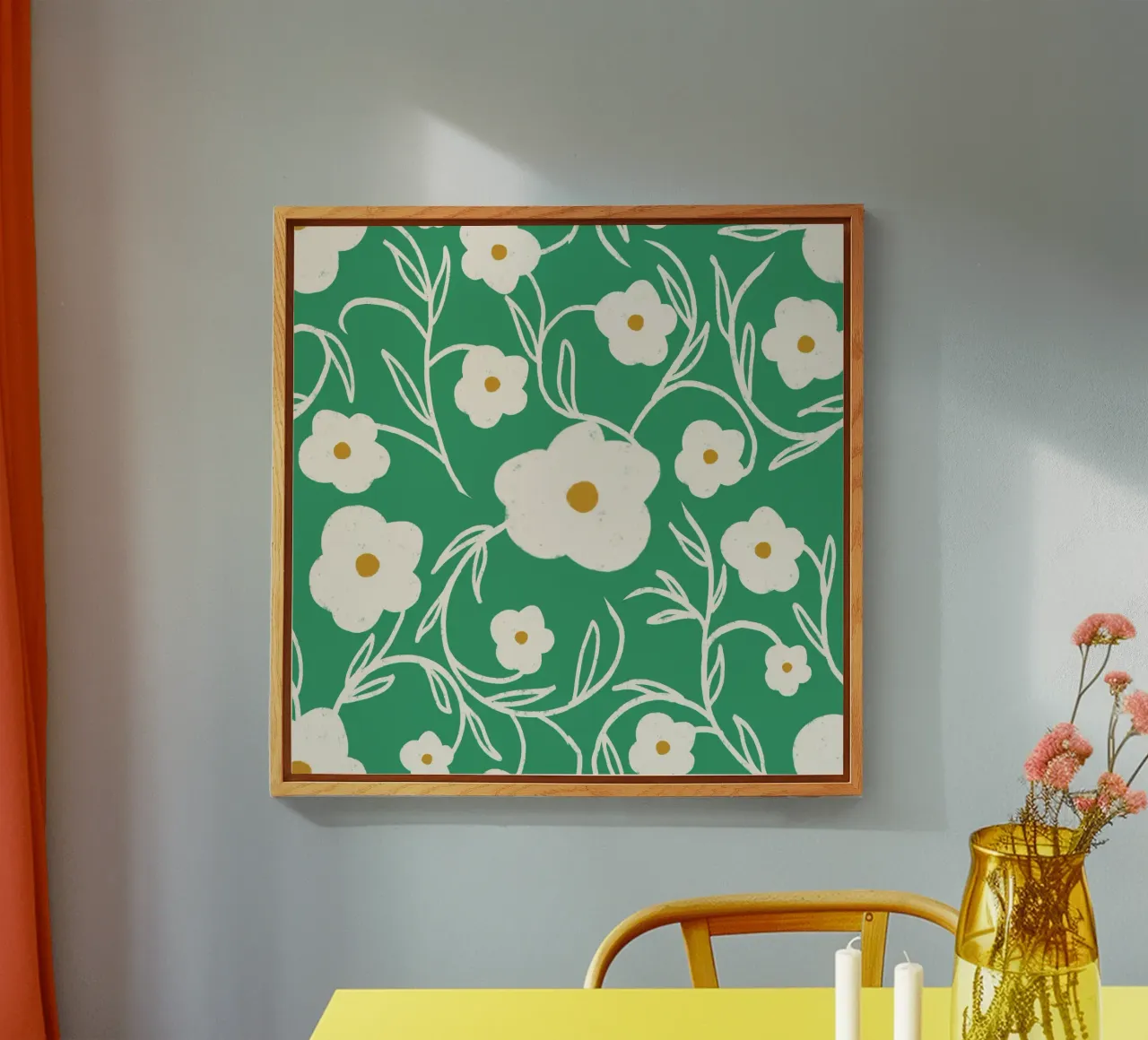 Emerald Daisy Delight - Floreale astratto plexiglass da susanacosta
