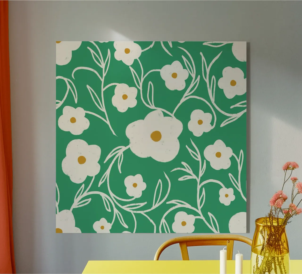 Emerald Daisy Delight - Floreale astratto plexiglass da susanacosta