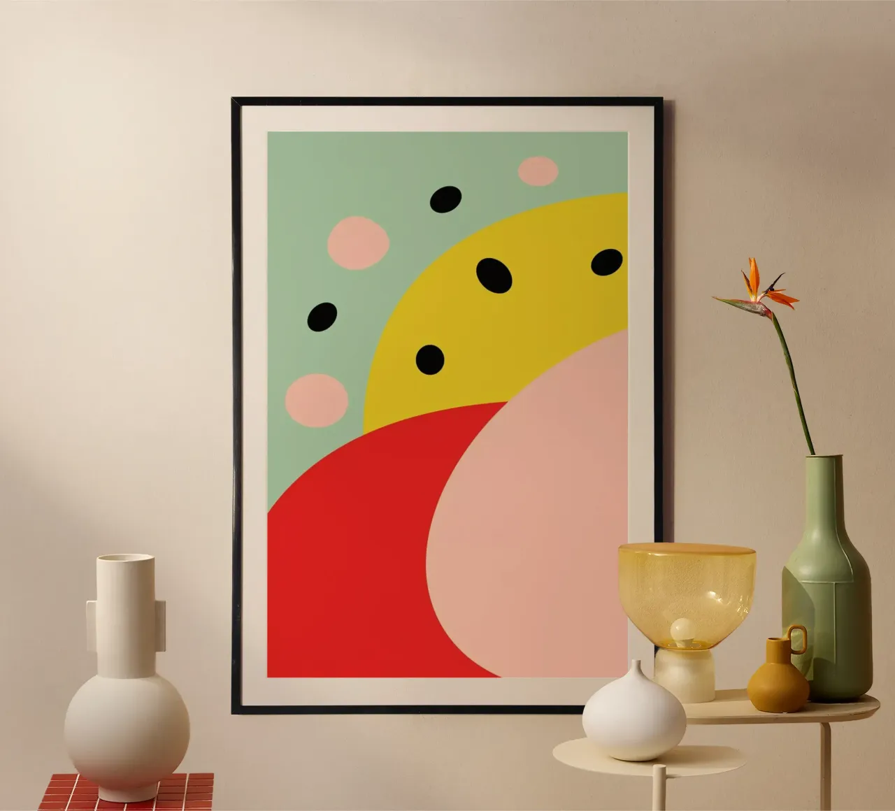 Shine Happy poster con telaio in alluminio da XOXO Arte
