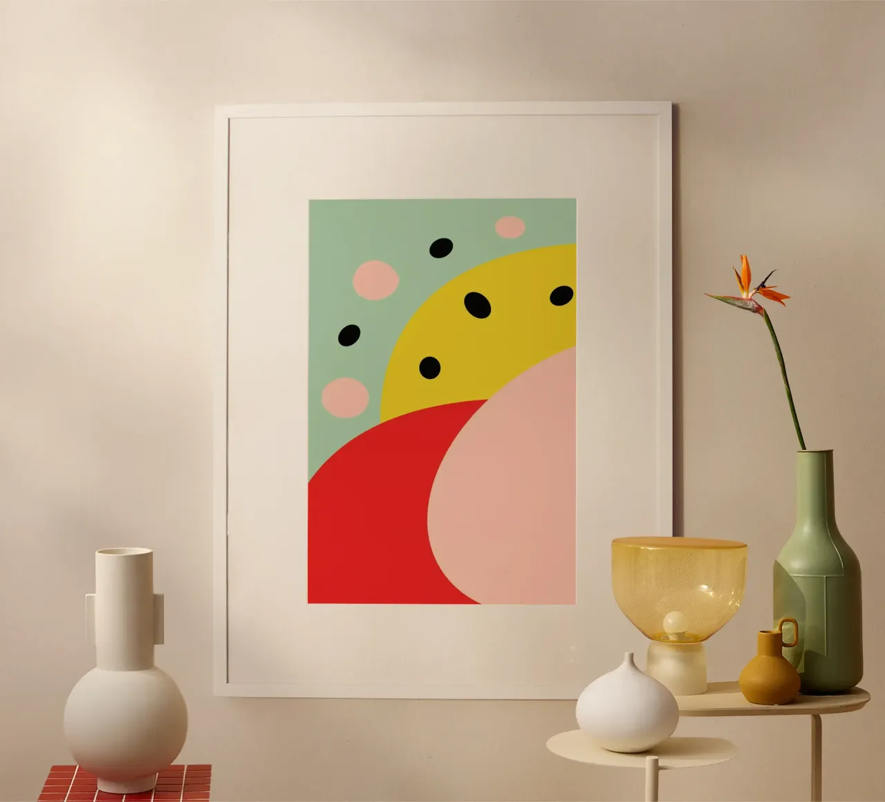 Shine Happy poster con telaio in alluminio da XOXO Arte