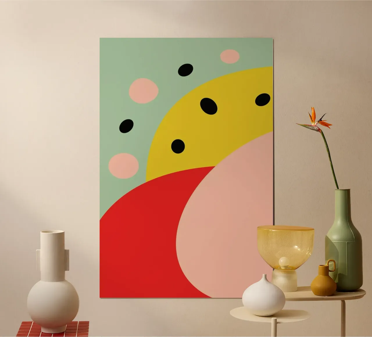Shine Happy poster con telaio in alluminio da XOXO Arte