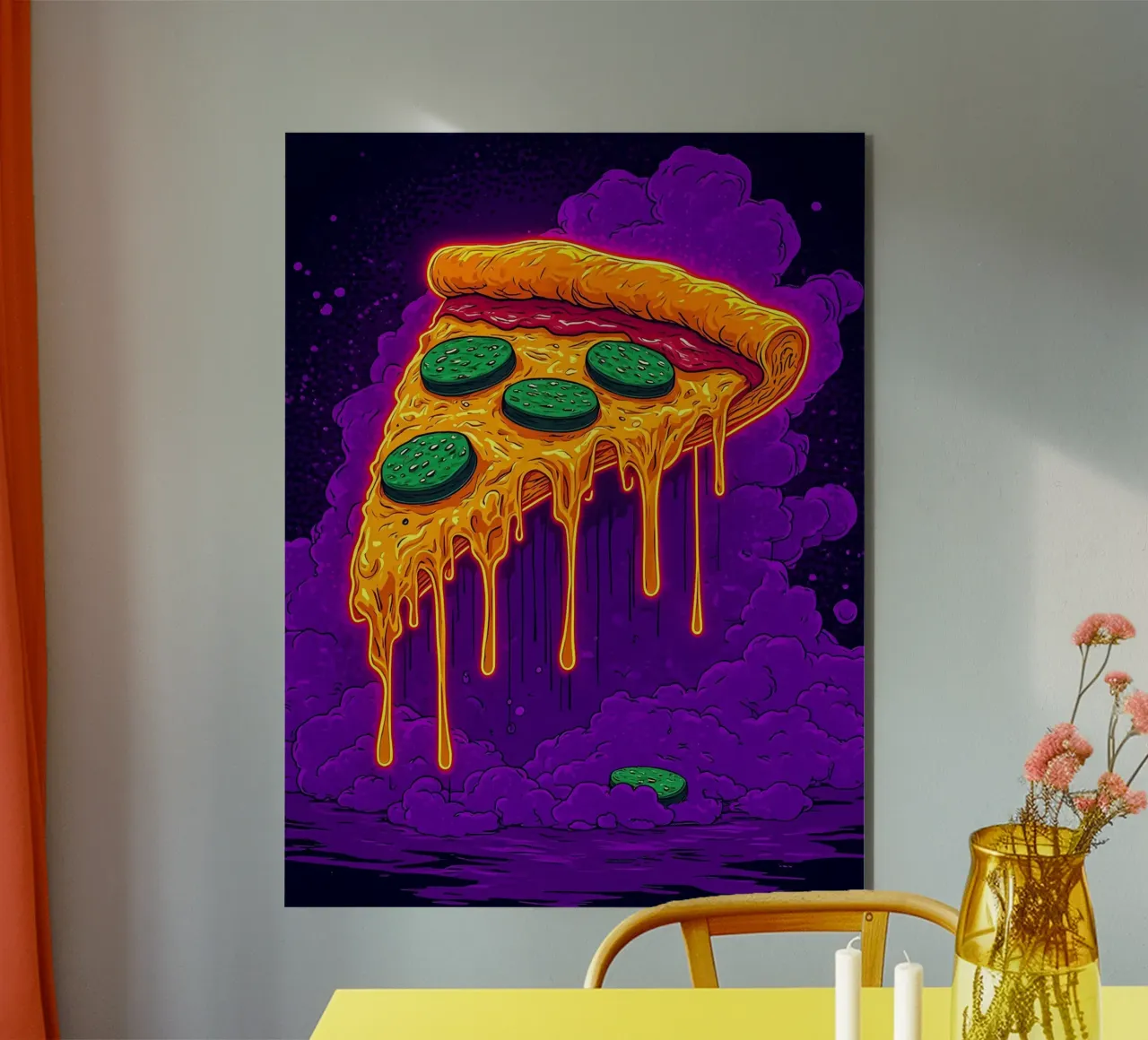 Pizza Dripping - Pop Art alu-dibond by ColorCrash Gallery