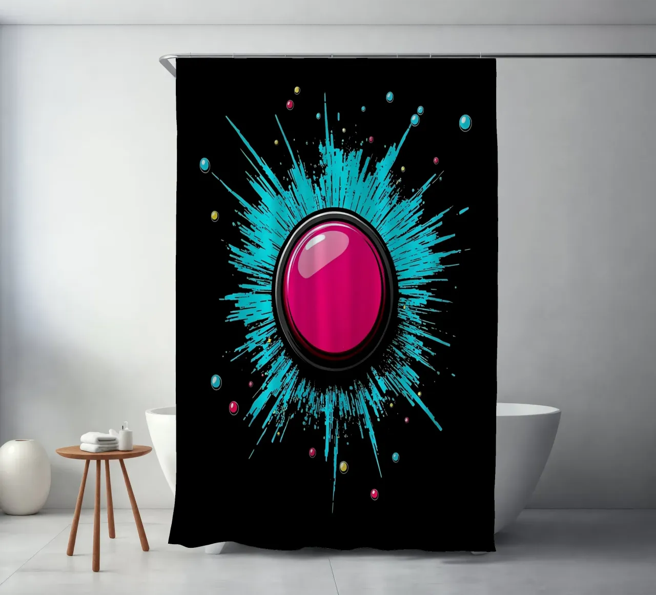 Start Button - Pop Art shower curtain by ColorCrash Gallery