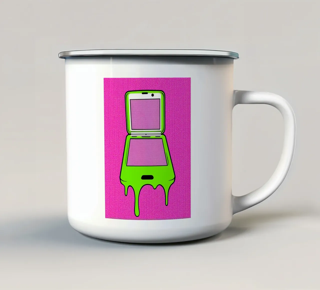 Melting Flip Phone - Pop Art taza de esmalte de ColorCrash Gallery